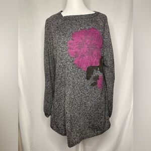 Soft Heather Grey 3D Floral Design Lg Sleeve NWTs Sweater Style & Co -Size 2X